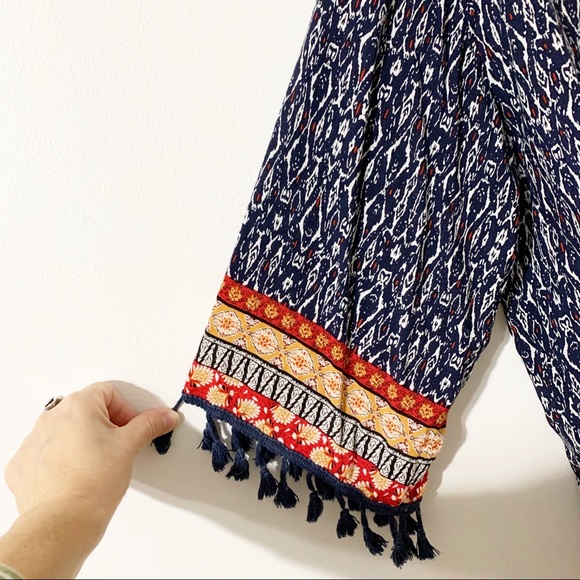 Unbranded Boho Style Three Quarter Sleeve Open Front Kimono Tassel Fringe Light - Picture 7 of 12